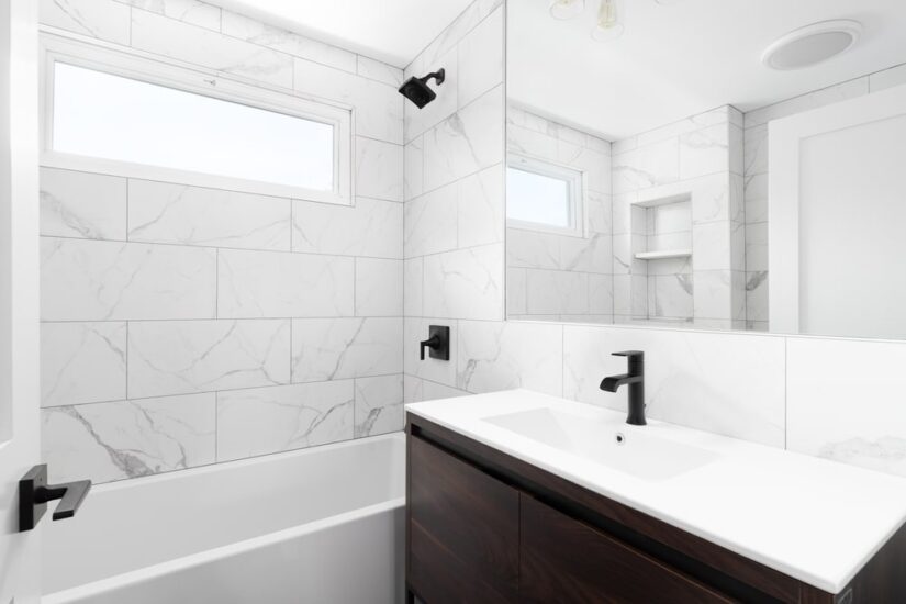 Bathroom View With White Tiles